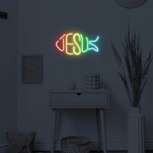 Rainbow Jesus Neon Sign