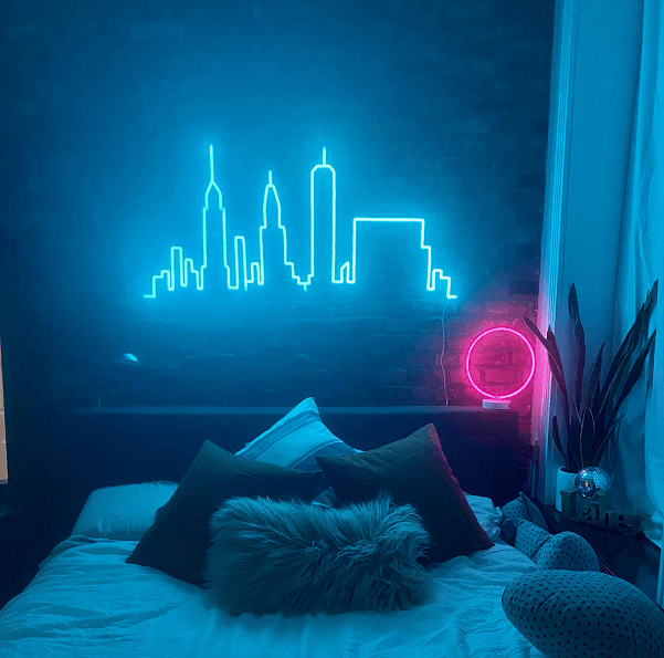 blue neon wall art