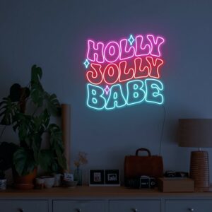 Hollyjolly Christmas Neon Sign For Holiday Decor