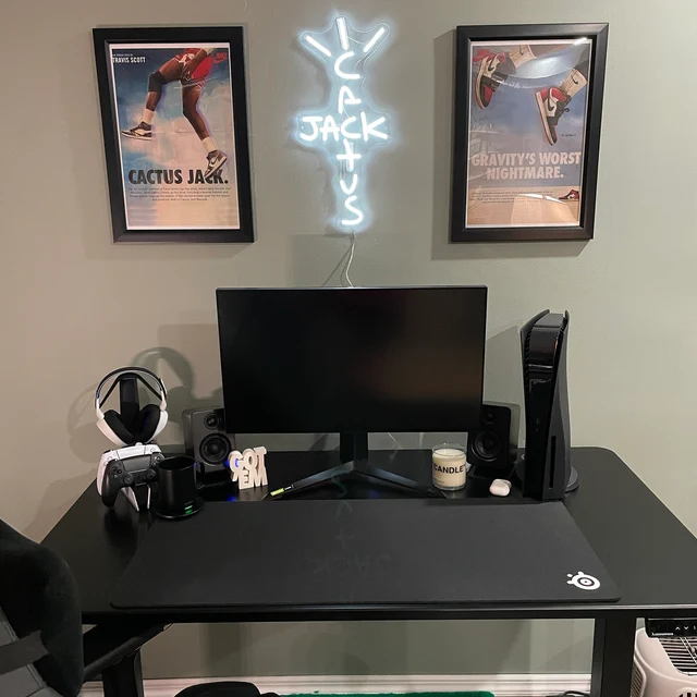 Custom Neon Light Above Pc And Desk