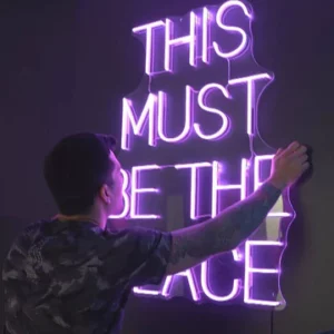 This Must Be The Place Purple Neon Sign