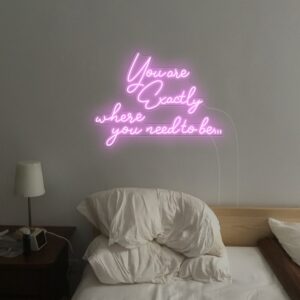 you-are-exactly-where-day-version quote love romance neon sign