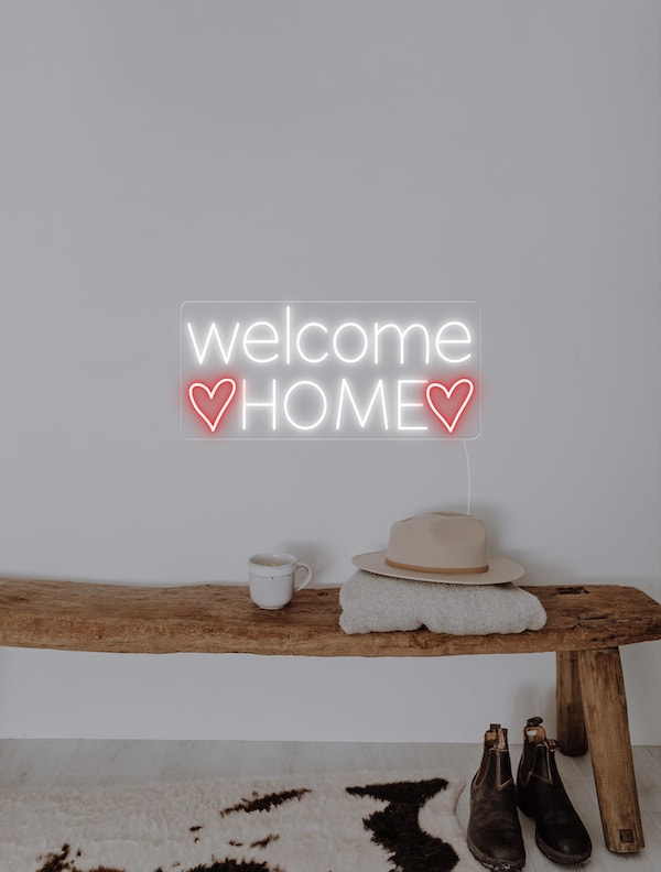 Welcome HOME Heart Neon Sign-DAY-VERSION