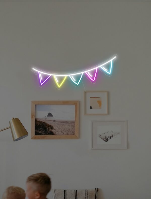 colorful flags kids room decor neon sign