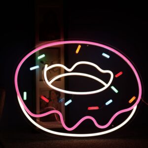 cute donut sweet pink neon sign aesthetic room decor