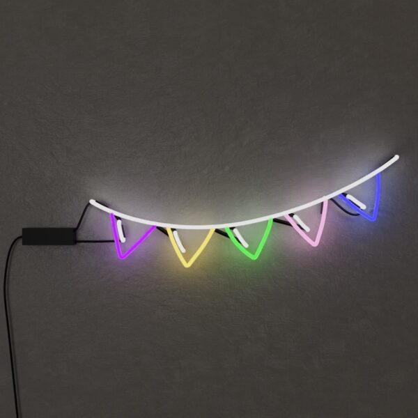 colorful flags glass neon sign