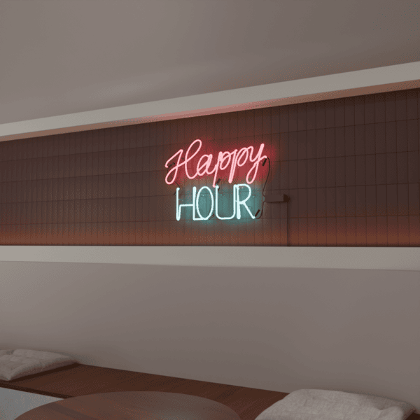 happy hour glass neon sign bar decor