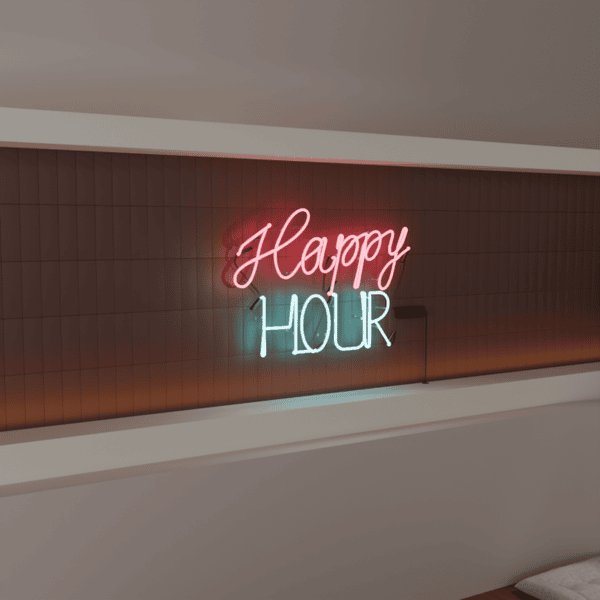 happy hour glass neon sign party decor