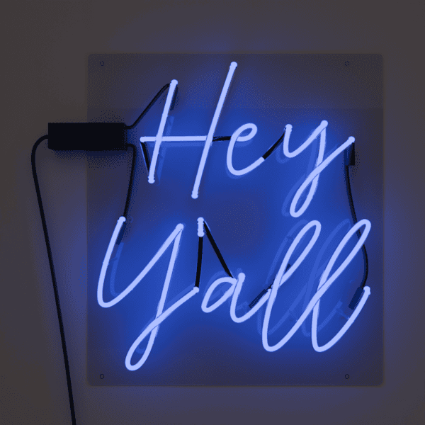 hey yall glass neon sign blue neon