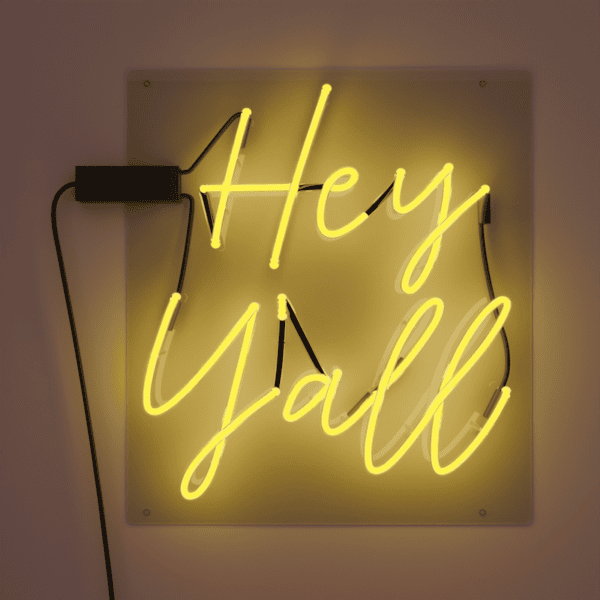 hey yall glass neon sign yellow neon light