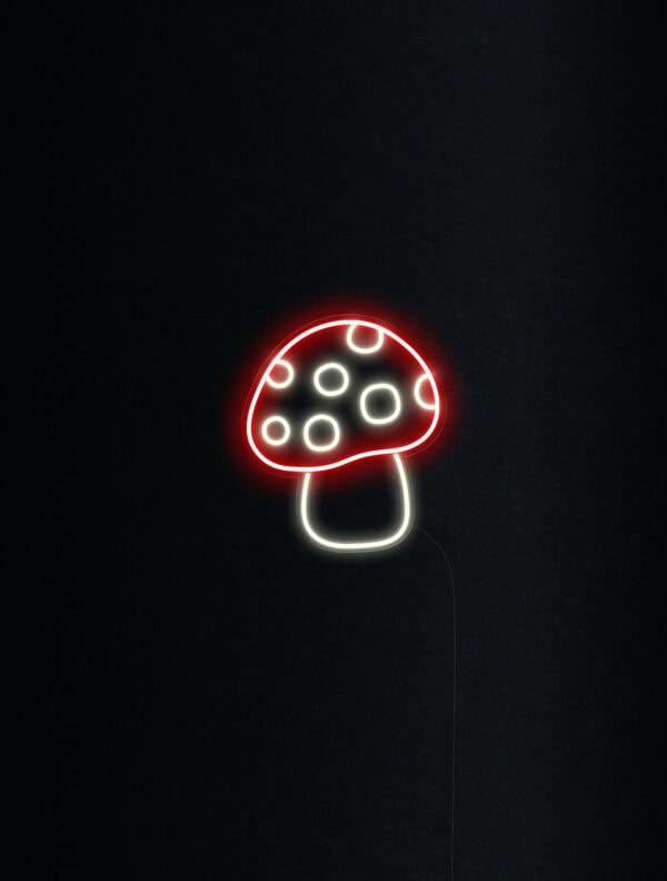 mushroom neon sign red and white neon