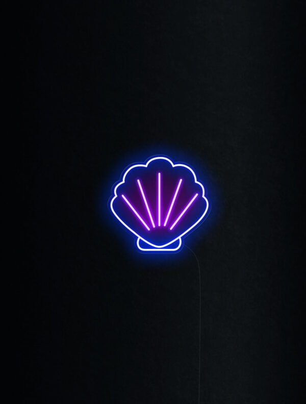 seashell neon sign pink and ice blue neon
