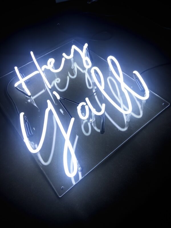 hey y'all white glass neon sign home decor