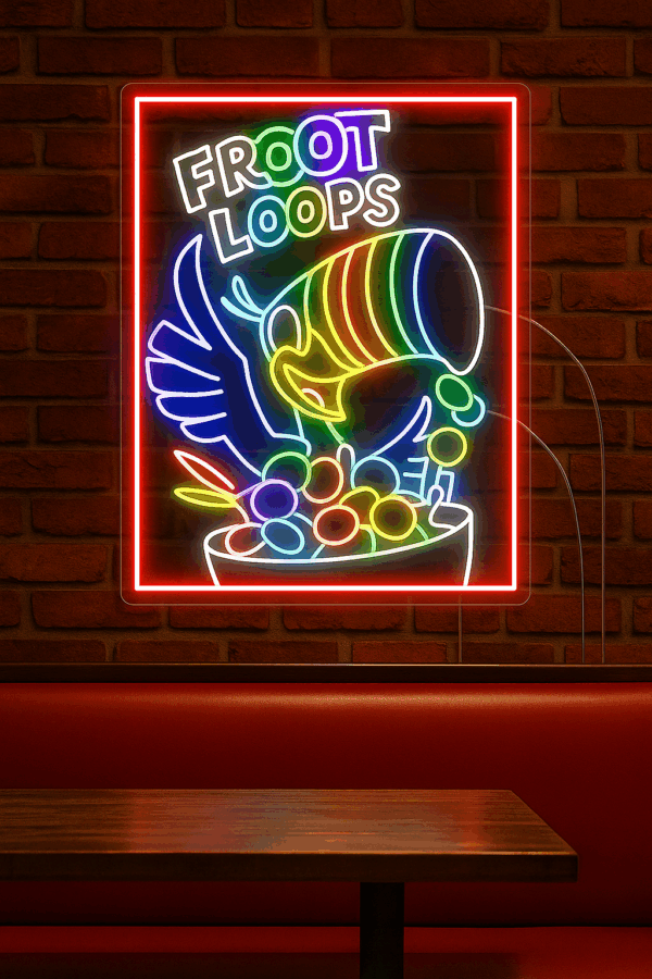 Froot Loops cereal neon sign restaurant business neon sign