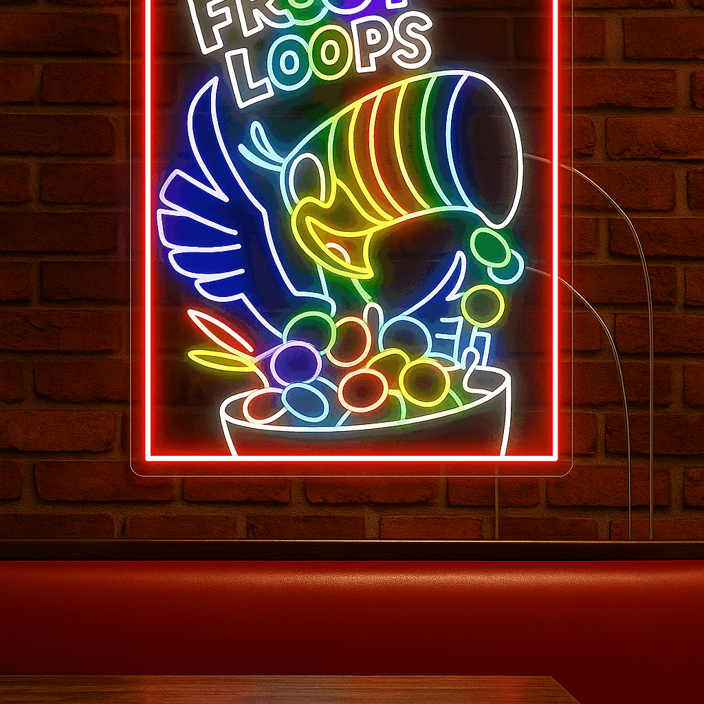 Froot Loops cereal neon sign restaurant business neon sign