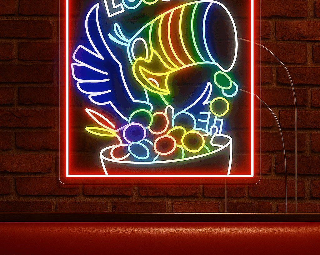 Froot Loops cereal neon sign restaurant business neon sign