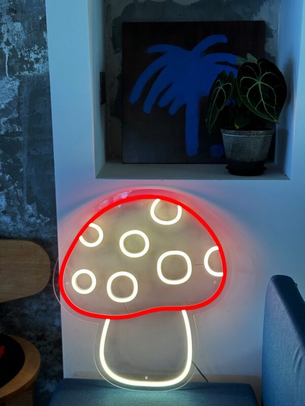 cartoon mushroom neon sign