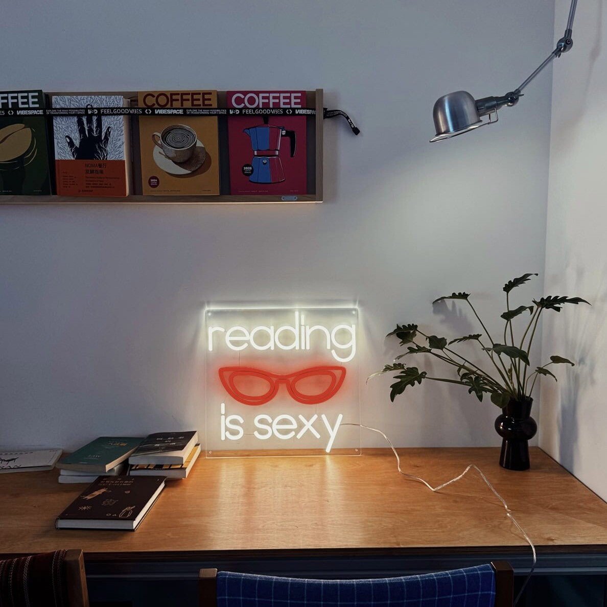 reading is sexy quote neon sign for home decor
