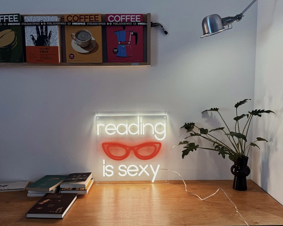 reading is sexy quote neon sign for home decor