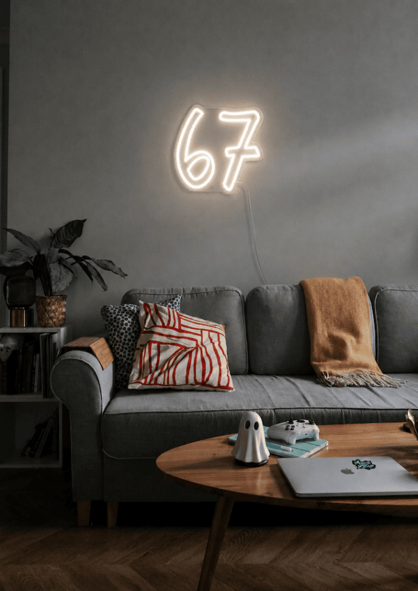 six seven meme quote neon sign
