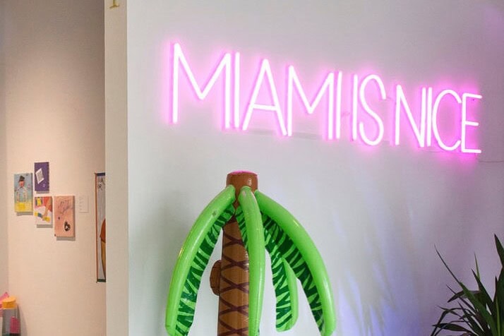 pink custom neon sign for business area