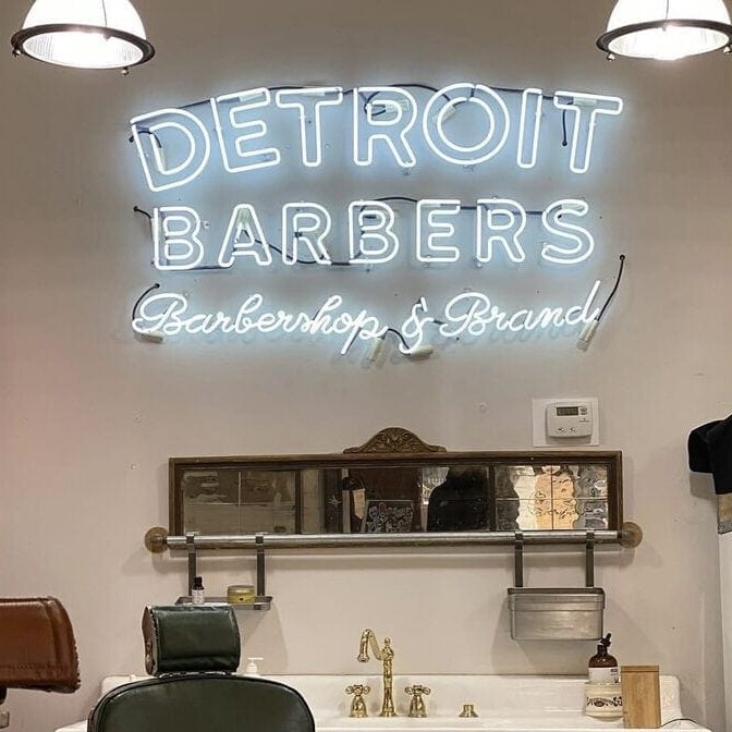 barber shop custom vintage glass neon sign