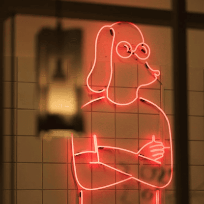 comic-dog-business-custom-red-glass-neon