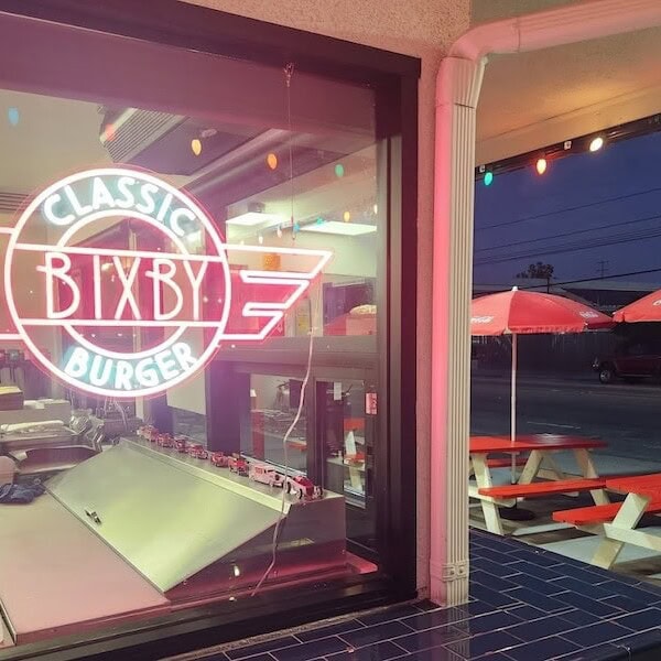 Classic Bixby Burger business logo custom neon sign