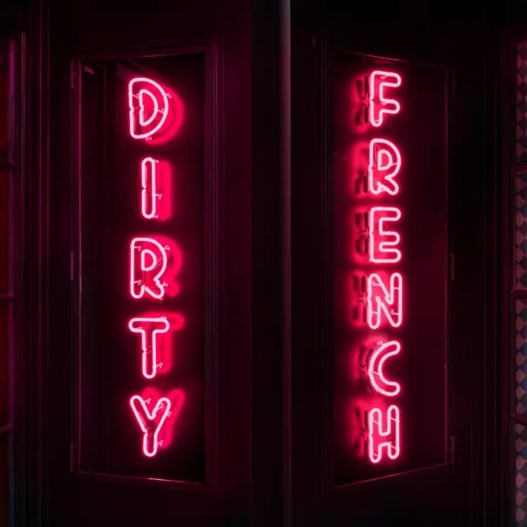 Dirty French pink neon sign bar decor