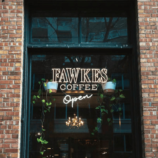 Fawkes Coffee cafe Neon signs in New Orleans
