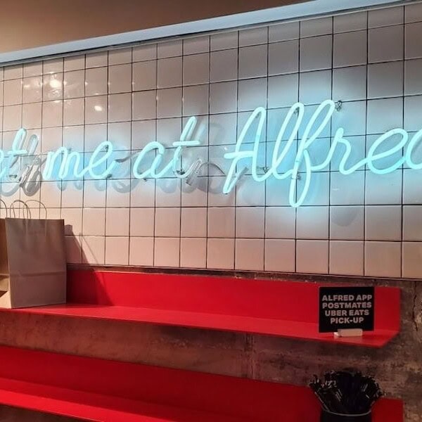 Meet Me at Alfred Coffee Melrose Place custom neon sign