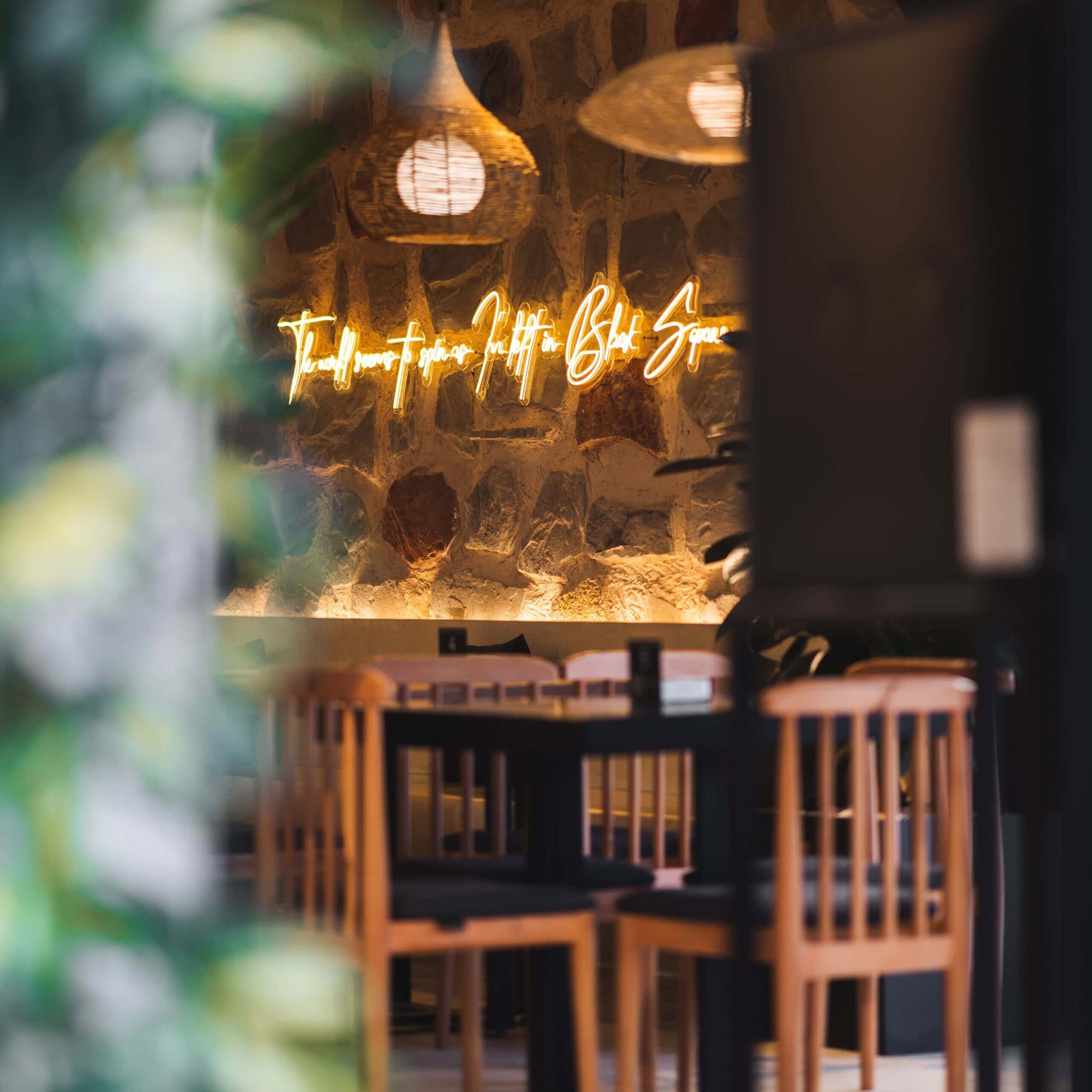 Restaurant and cafe business neon sign