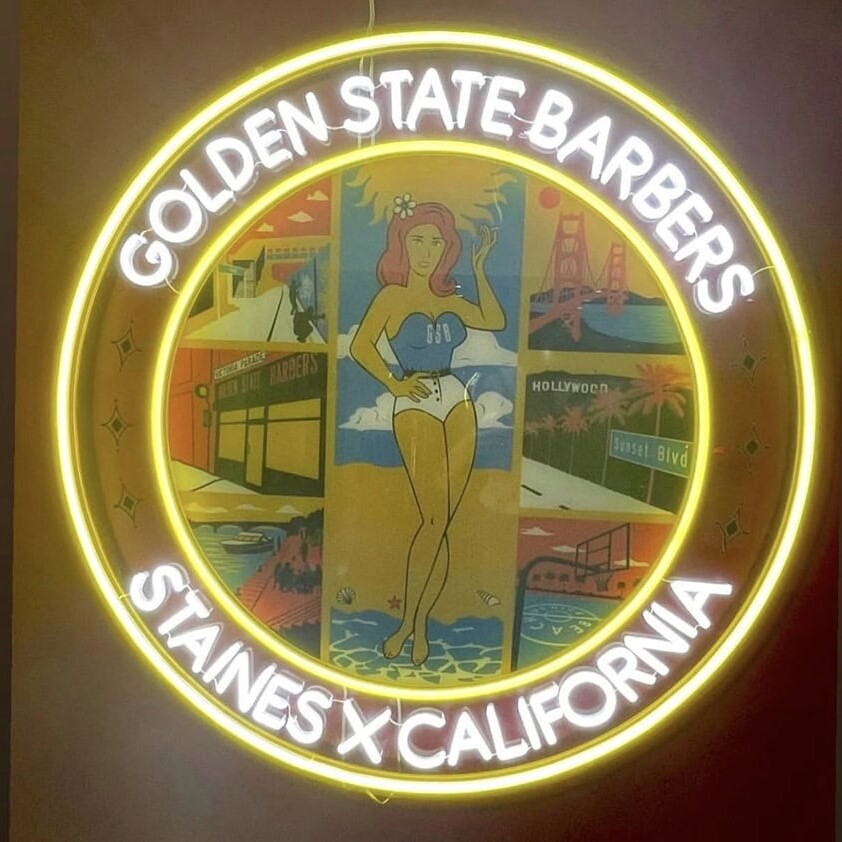 barber shop custom logo neon sign with UV print