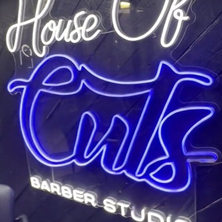 barber shop logo neon sign