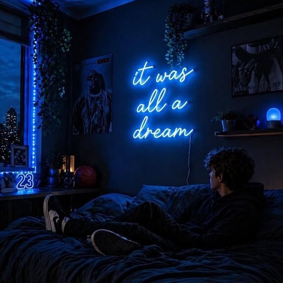 blue bedroom decor neon sign teen room neon sign
