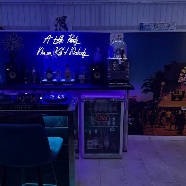 blue custom neon sign for home bar man cave