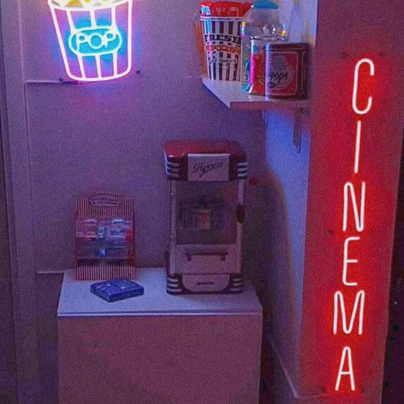 classic small glass neon sign for home theater