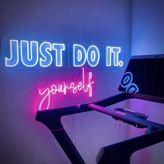 colorful small neon sign for home gym setup