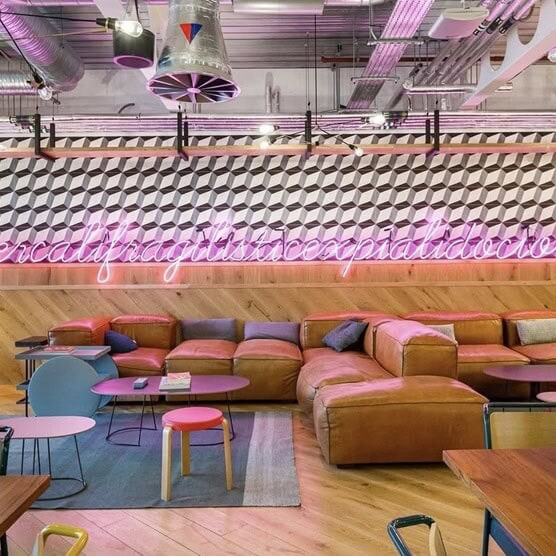 custom glass neon sign for wework space