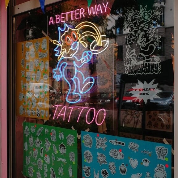 custom graphic led neon sign for tattoo shop window