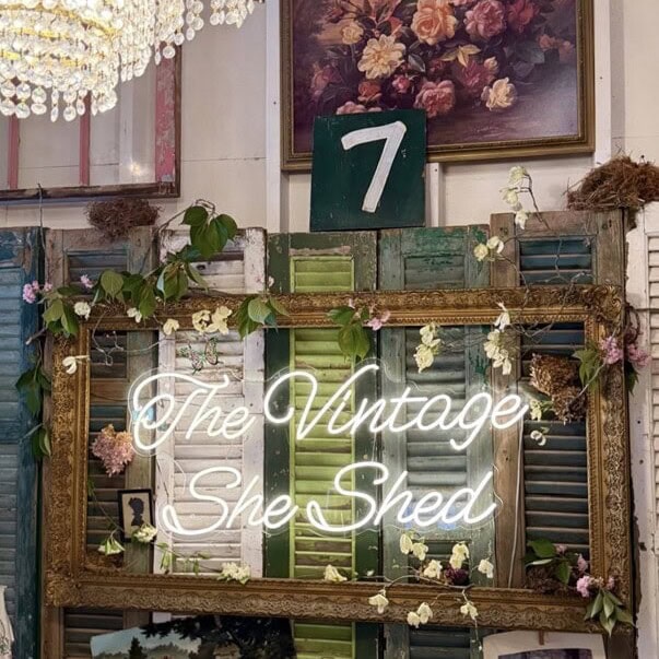 custom led neon sign for she shed vintage vibe