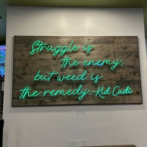 custom neon sign for dispensary shop indoor decor