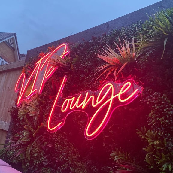 custom neon sign for outdoor patio lounge