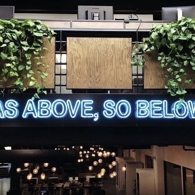custom white glass neon sign for work space