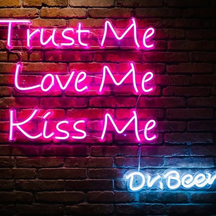 kiss me love me custom glass neon sign