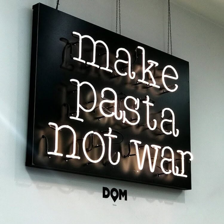 make pasta not war restaurant decor business neon sign