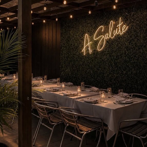 outdoor dinning area led neon sign wall decor