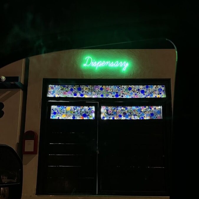 outdoor neon sign for dispensary