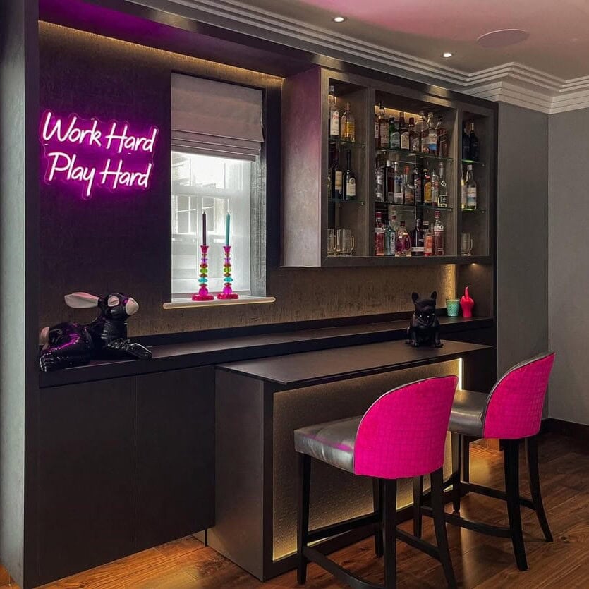 pink custom neon sign for home bar