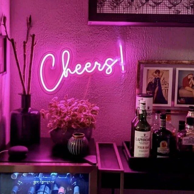 pink small led neon sign for home bar drink bar coffee bar